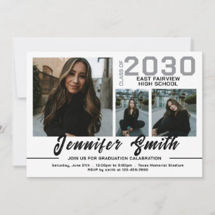 Trendy Modern Casual Photo Graduation Invitation