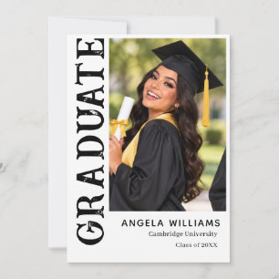 Trendy Modern Casual Photo Graduation Invitation