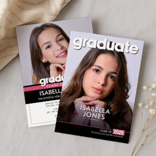 Trendy Modern Casual Photo Graduation Invitation