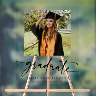 Trendy Modern Casual Photo Graduation Welcome Acrylic Sign