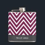 TRENDY modern chevron pattern grey maroon plum Hip Flask<br><div class="desc">A modern design personalized with your name or saying of your choice. Perfect as a unique gift for a special anniversary, father-in-law, groomsman, graduate or twenty-first birthday present. >>> TIPS - Simply hit the "Customize it" button and add/change the text, fonts, colours or to add/move and resize a photo to...</div>