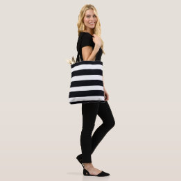 Trendy Modern Chic Black And White Striped Cool Tote Bag