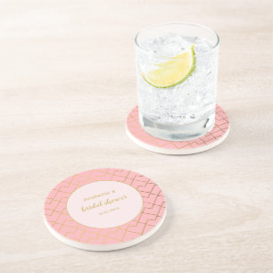 Trendy Modern Chic Geometric Golden Blush Pink Coaster