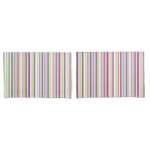 Trendy Modern Chic green pink and white stripes  Pillowcase