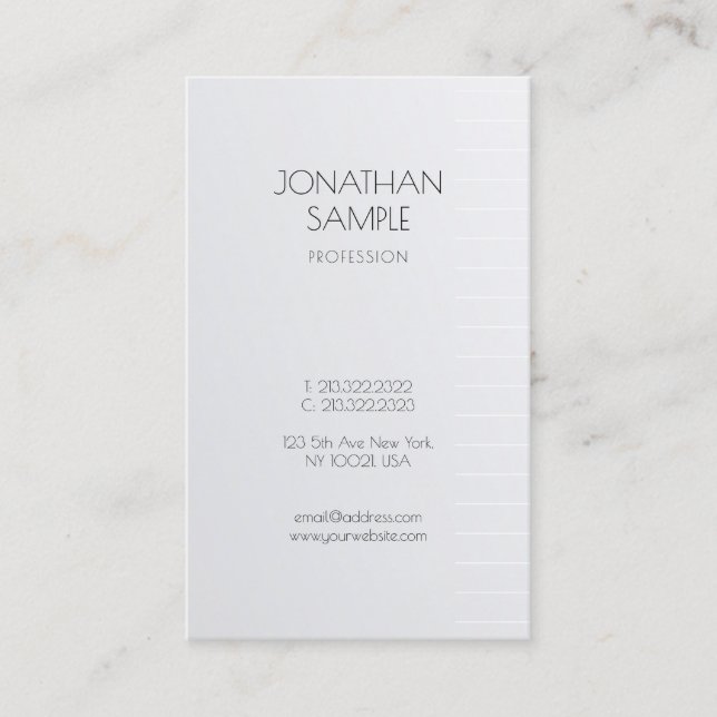 Trendy Modern Clean Design Silver Glamour Luxury Business Card (Front)