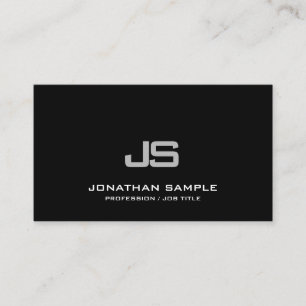 Trendy Modern Clean Elegant Monogrammed Plain Business Card