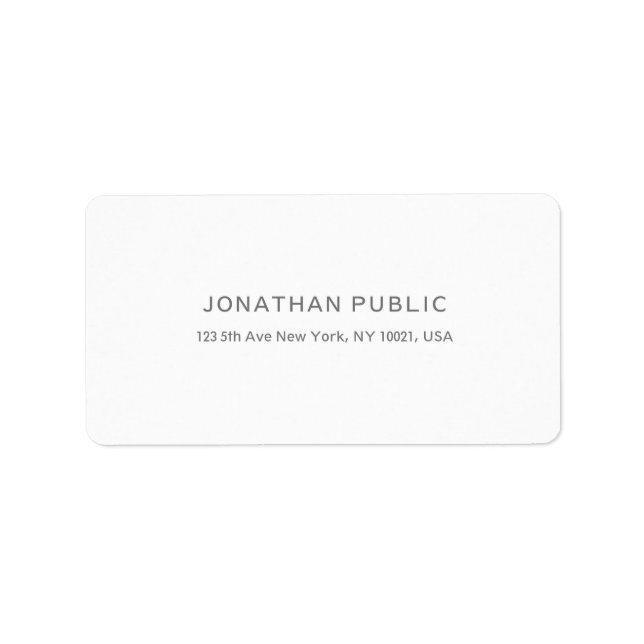 Trendy Modern Clean Elegant Template White Address Label (Front)