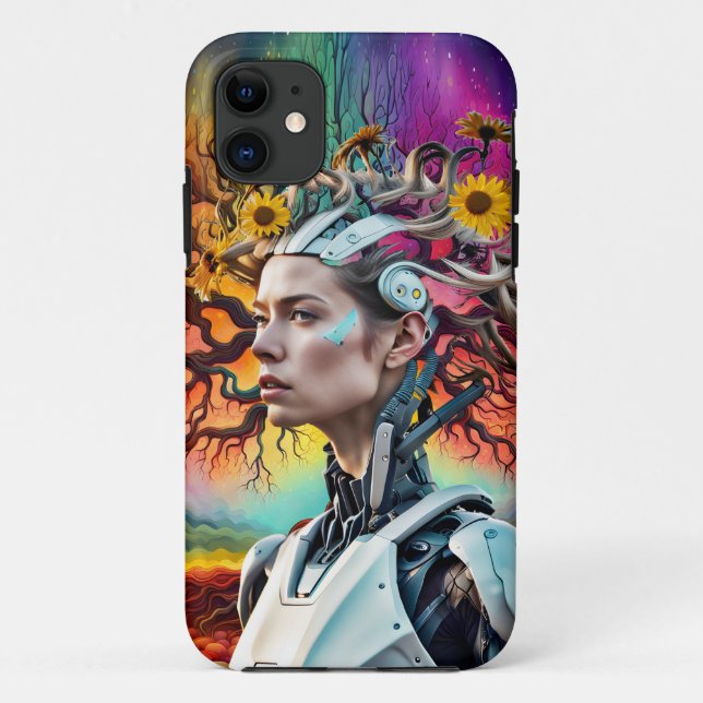 Trendy Modern Colorful Android Tree Case-Mate iPhone Case (Back)