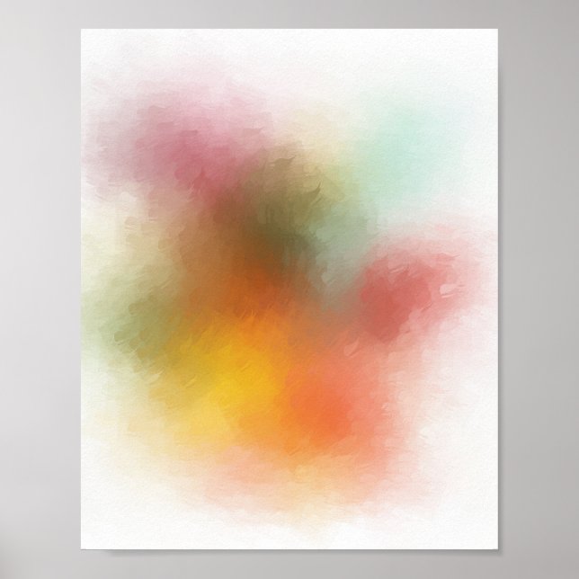 Trendy Modern Colourful Abstract Art Red Yellow Poster (Front)