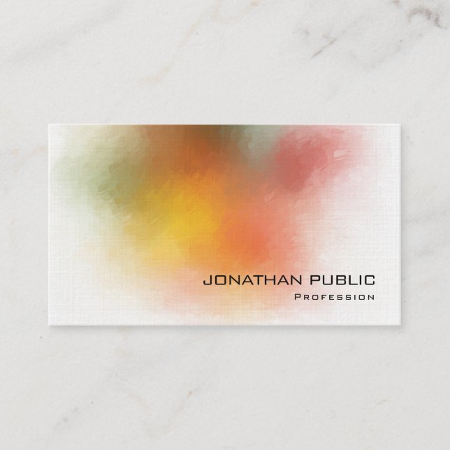 Trendy Modern Colourful Abstract Artwork Premium Business Card (Front)