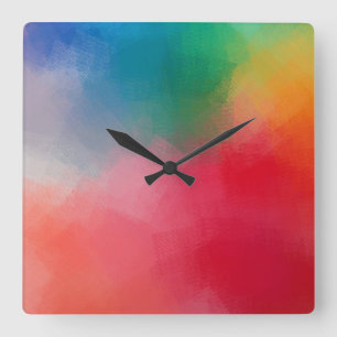 Trendy Modern Colourful Abstract Elegant Template Square Wall Clock