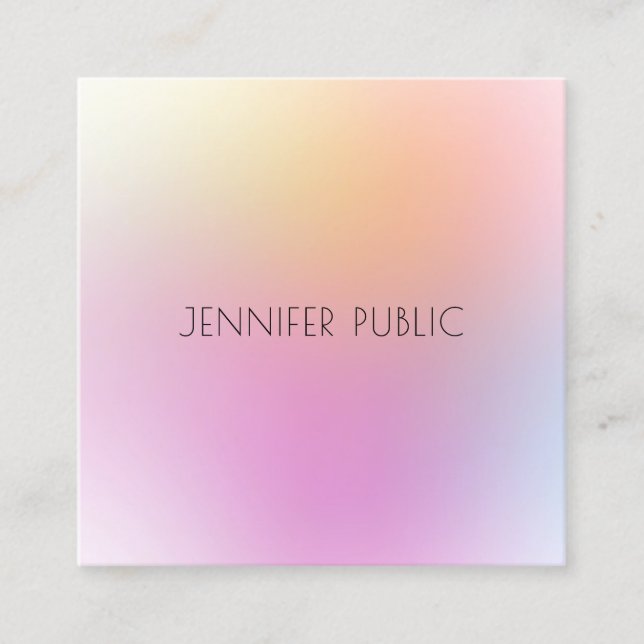 Trendy Modern Colourful Design Template Elegant Square Business Card (Front)