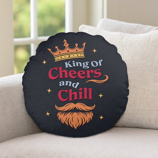 Trendy Modern Colourful Funny King Quote Typograph Round Pillow (Creator Uploaded)