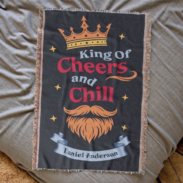 Trendy Modern Colourful Funny King Quote Typograph Throw Blanket (Creator Uploaded)