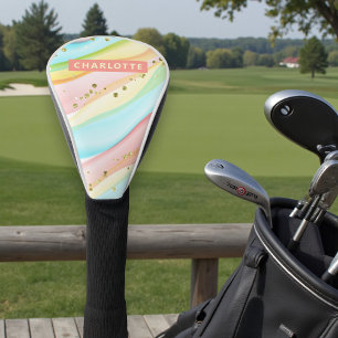 Trendy Modern Colourful Girly Personalized Name Golf Head Cover