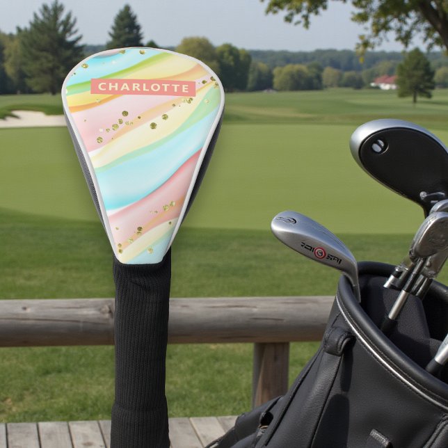 Trendy Modern Colourful Girly Personalized Name Golf Head Cover (Creator Uploaded)