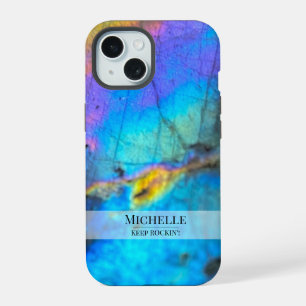 Trendy Modern Colourful Marble Stone Name  iPhone 15 Case