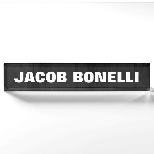 Trendy Modern Creative Bold Text Minimalist Grey Nameplate (Front)