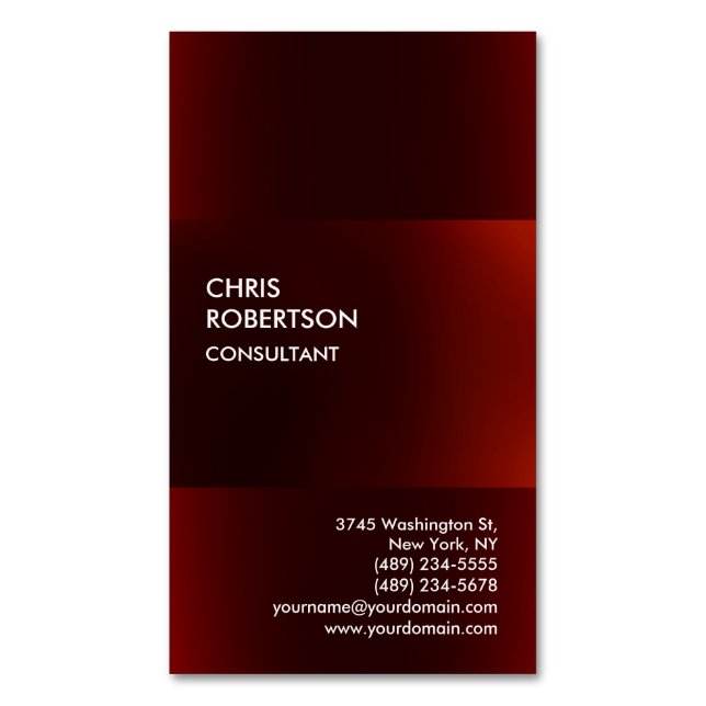 Trendy Modern Dark Red Business Card (Front Vertical)