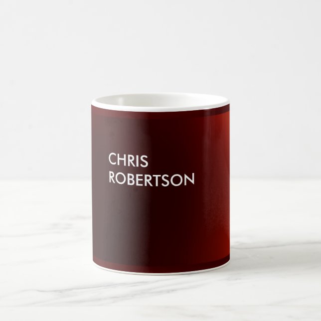 Trendy Modern Dark Red Business Card Coffee Mug (Center)