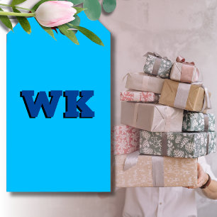 Trendy Modern Deep Blue 3D Monogram   Cyan Blue Gift Tags