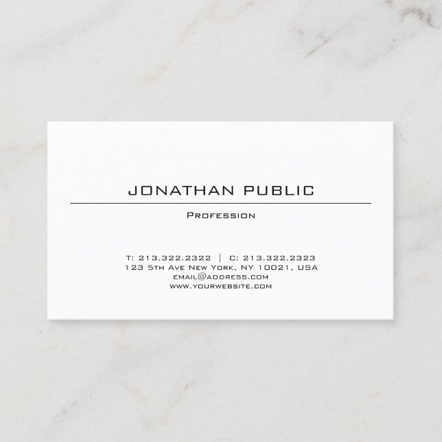 Trendy Modern Design Elegant Plain Minimalistic Business Card (Front)