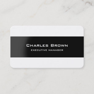 Trendy Modern Elegant Black White Manager Business Card