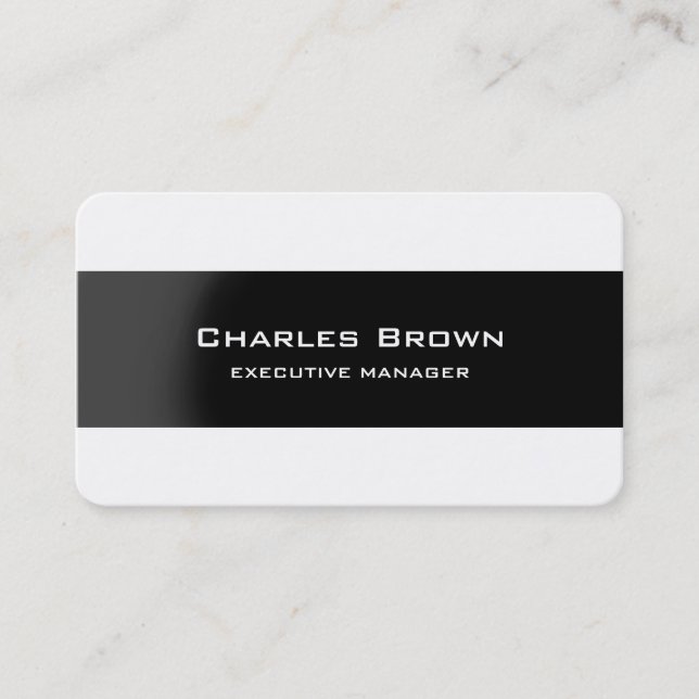 Trendy Modern Elegant Black White Manager Business Card (Front)