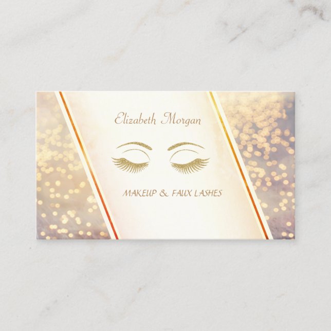 Trendy Modern  Elegant, Bokeh, Lashes Business Card (Front)