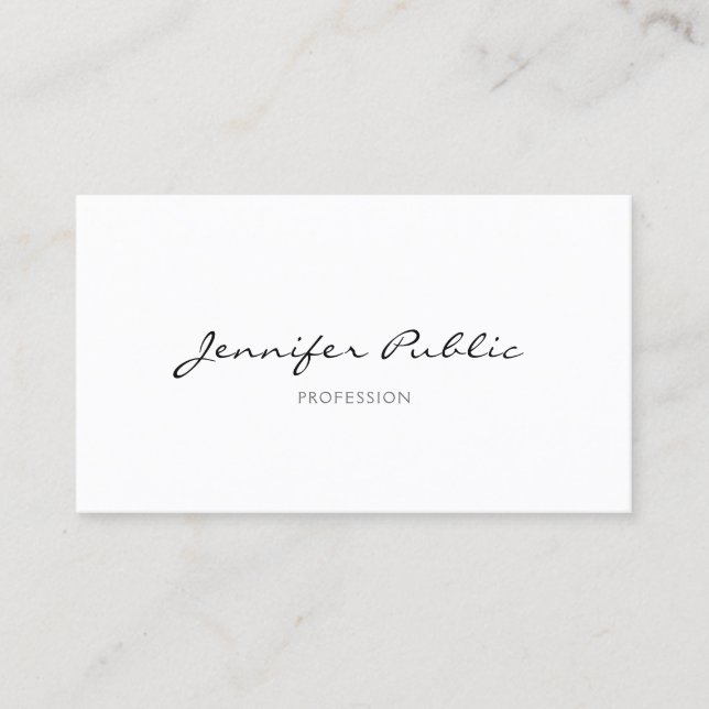 Trendy Modern Elegant Calligraphy Simple Plain Business Card (Front)