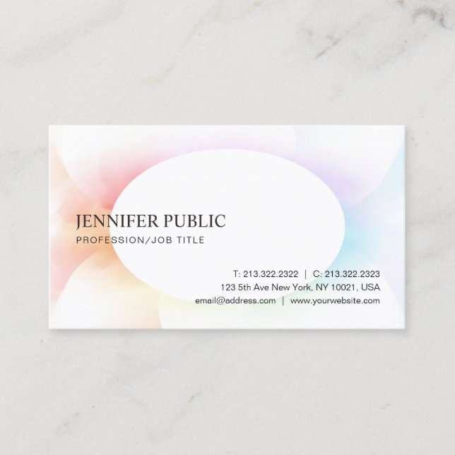 Trendy Modern Elegant Colourful Simple Template Business Card (Front)