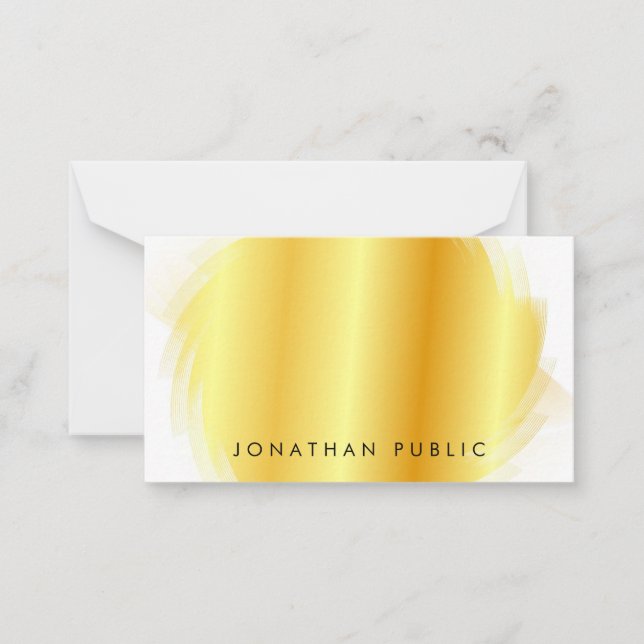 Trendy Modern Elegant Faux Gold Typed Monogram Card (Front)