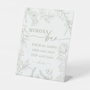 Trendy Modern Elegant Floral  Bridal Shower Bar  Pedestal Sign