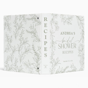 Trendy Modern Elegant Floral Bridal Shower Recipe Binder