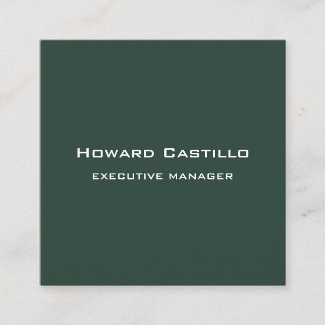 Trendy Modern Elegant Greyish Green White Square Business Card (Front)