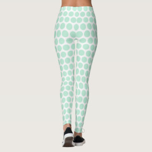 Trendy Modern Elegant Mint Green White Colours Leggings
