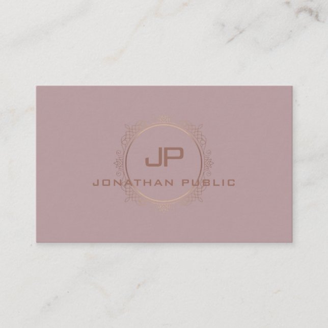 Trendy Modern Elegant Monogram Professional Business Card (Front)