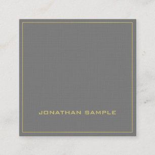 Trendy Modern Elegant Plain Premium Linen Luxe Square Business Card
