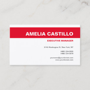 Trendy Modern Elegant Plain Premium Silk Red White Business Card