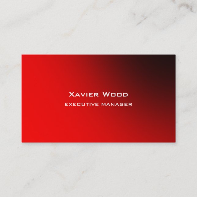 Trendy Modern Elegant Red Professional Manager Business Card (Front)