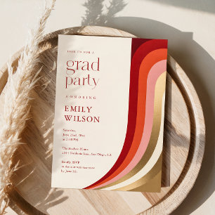 Trendy Modern Elegant Retro Grad Party Graduation Invitation