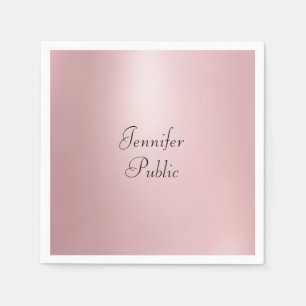 Trendy Modern Elegant Rose Gold Handwritten Script Napkin