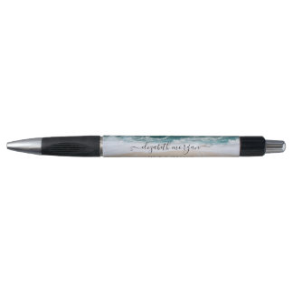 Trendy Modern Elegant Script Aqua Green Blue Name  Pen
