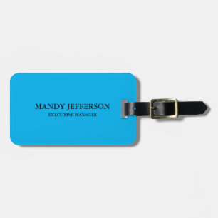 Trendy Modern Elegant Simple Blue Add Your Name Luggage Tag