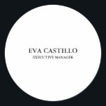 Trendy Modern Elegant Simple White Manager Classic Round Sticker<br><div class="desc">Trendy Modern Customize Professional Simple Design.</div>