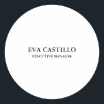 Trendy Modern Elegant Simple White Manager Classic Round Sticker<br><div class="desc">Trendy Modern Customize Professional Simple Design.</div>