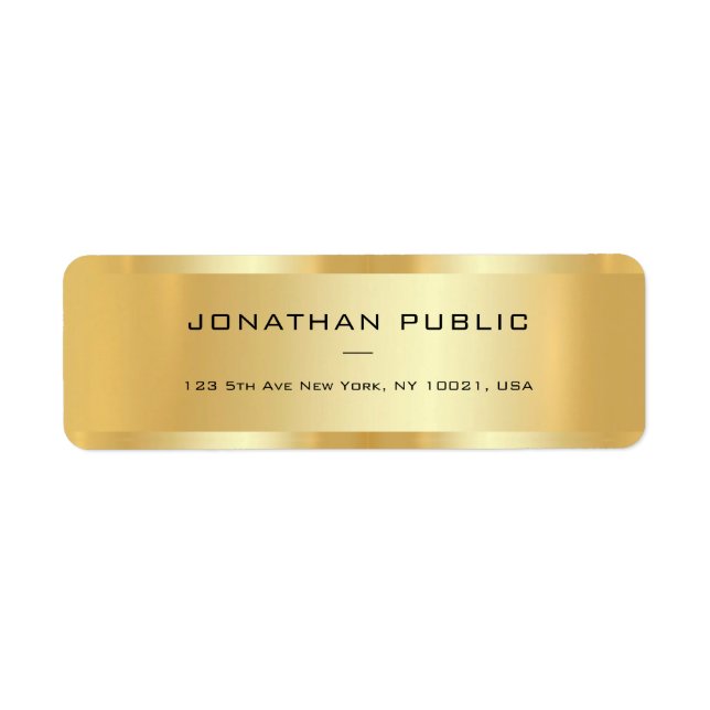 Trendy Modern Elegant Template Gold Return Address (Front)