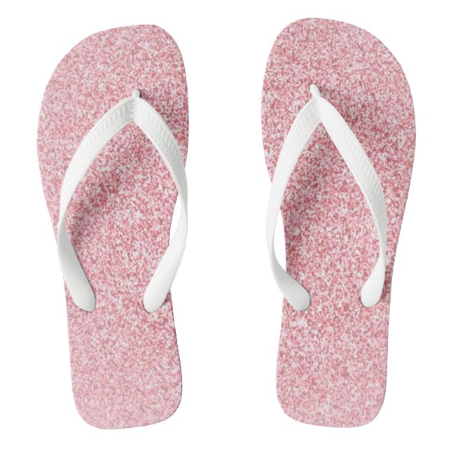 Trendy Modern Elegant Template Rose Gold White Flip Flops (Footbed)