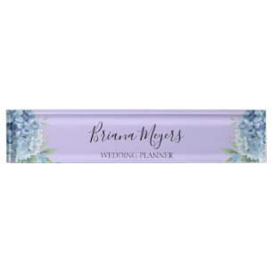 Trendy Modern Floral Lavender Hydrangeas Business Nameplate