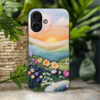 Trendy Modern Floral Sunset Personalized Name